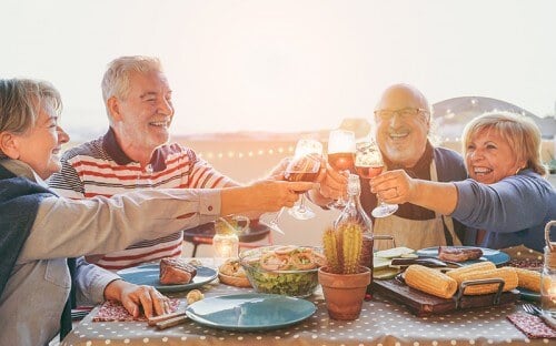 elderly dinner party