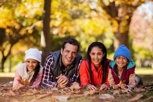 family portrait in fall web banner