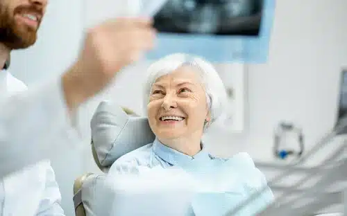 grandma at dentist smiling