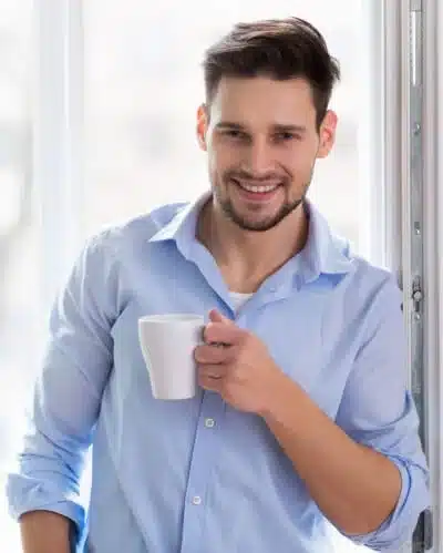 happy man with mug