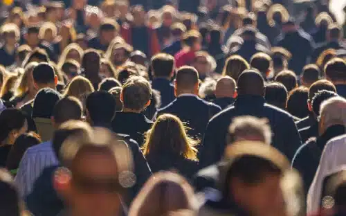 large crowd walking