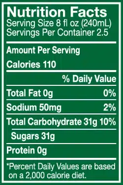 nutrition label