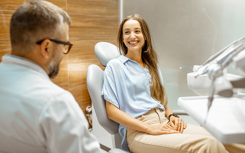 woman at dentist smiling